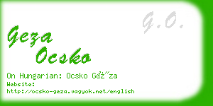 geza ocsko business card